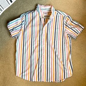 Colorful vertical striped short sleeve button down